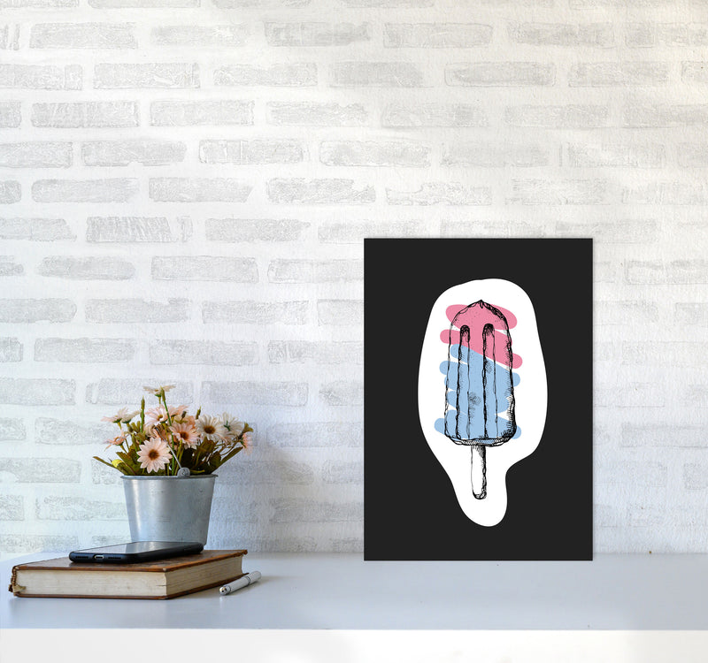 Kitchen Pop Ice Lolly Off Black Art Print by Pixy Paper A3 Black Frame