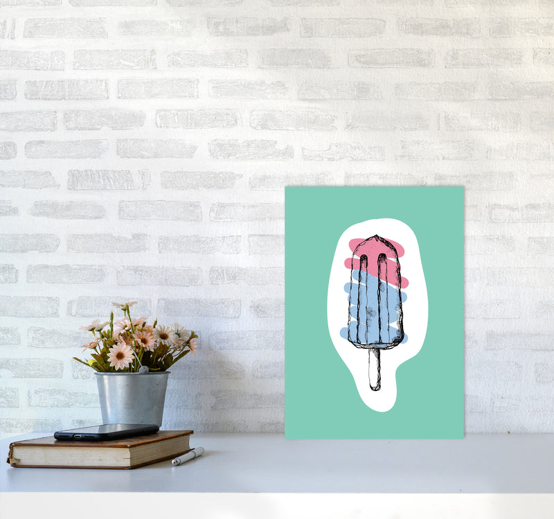 Kitchen Pop Ice Lolly Mint Art Print by Pixy Paper A3 Black Frame