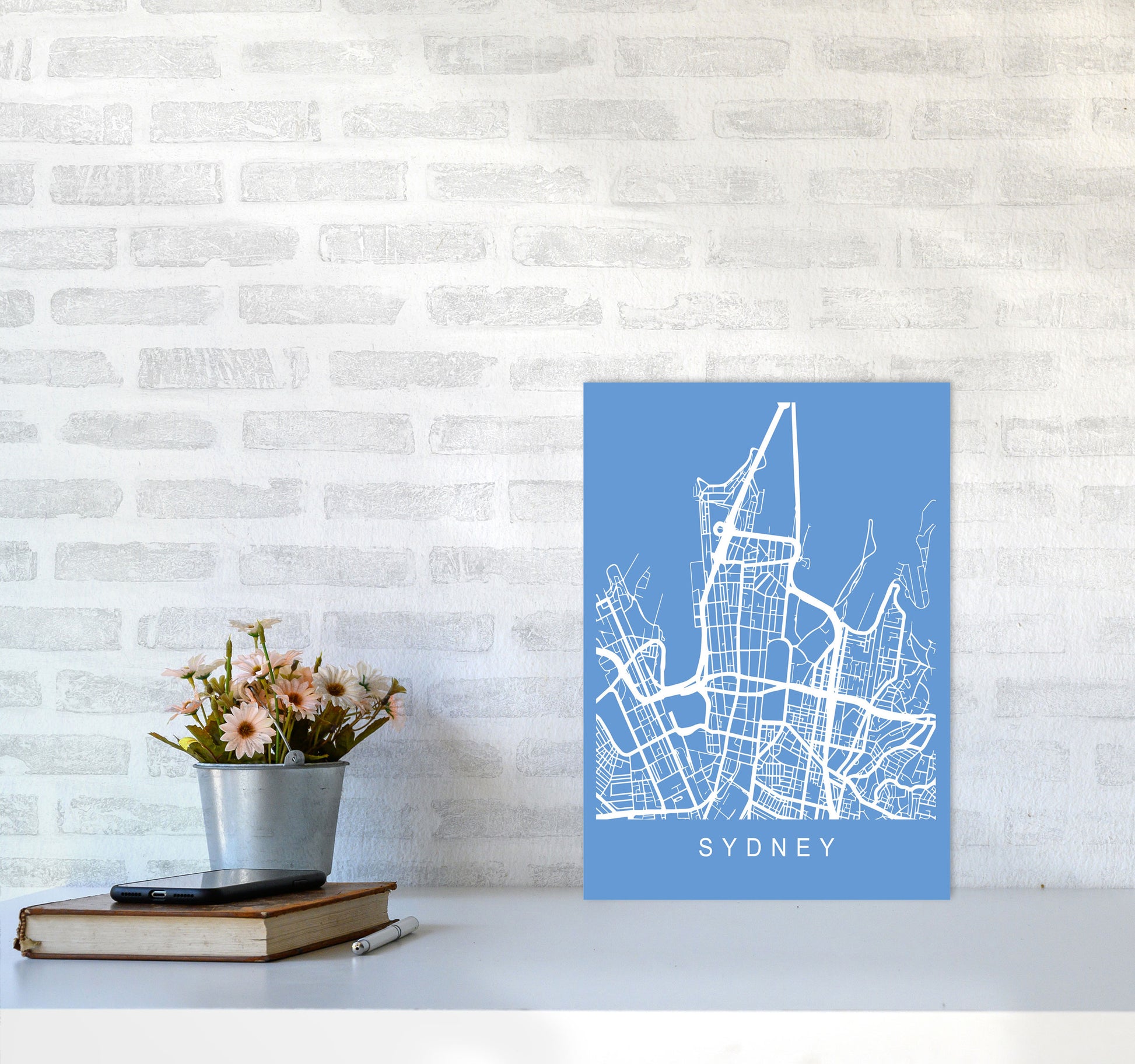 Sydney Map Blueprint Art Print by Pixy Paper A3 Black Frame