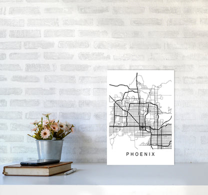 Phoenix Map Art Print by Pixy Paper A3 Black Frame
