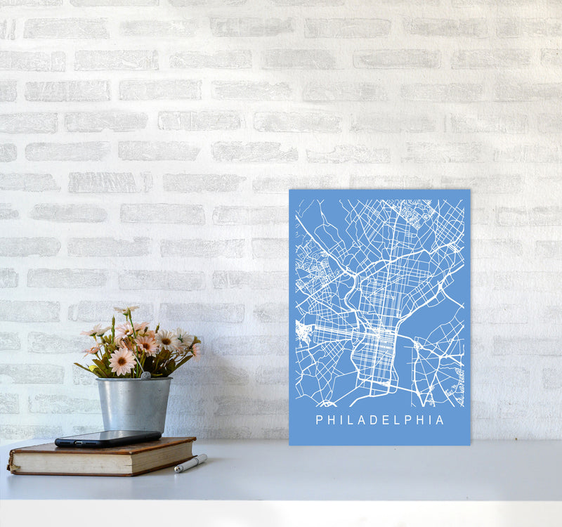 Philadelphia Map Blueprint Art Print by Pixy Paper A3 Black Frame