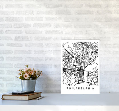 Philadelphia Map Art Print by Pixy Paper A3 Black Frame