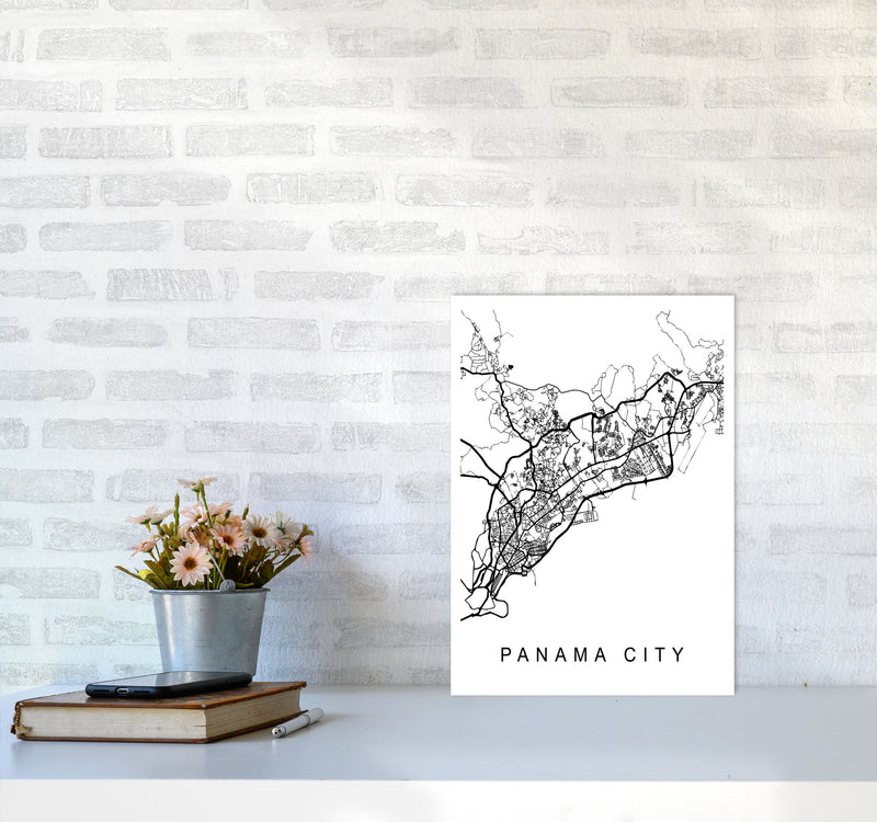 Panama Map Art Print by Pixy Paper A3 Black Frame