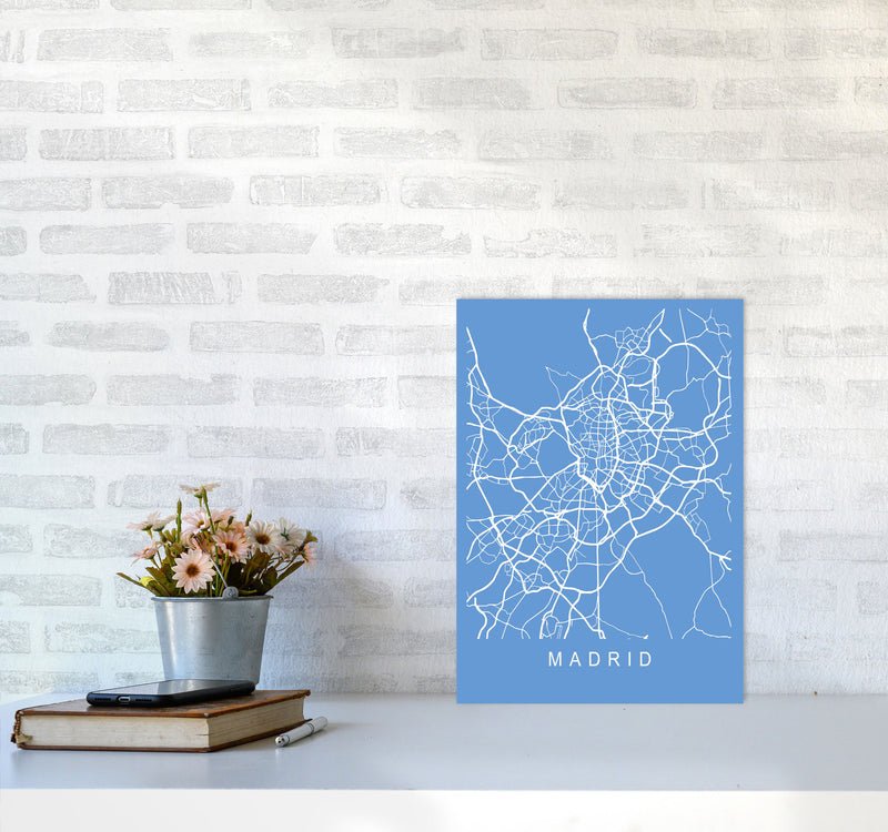 Madrid Map Blueprint Art Print by Pixy Paper A3 Black Frame