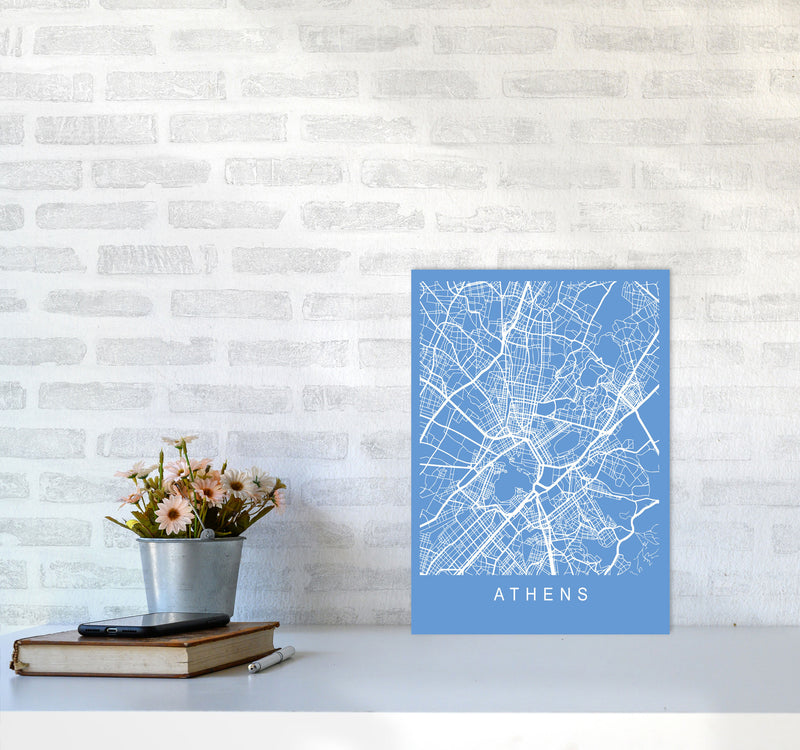 Athens Map Blueprint Art Print by Pixy Paper A3 Black Frame