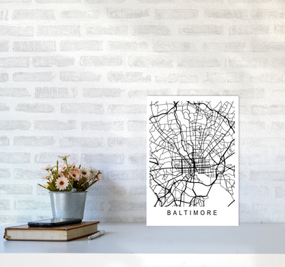 Baltimore Map Art Print by Pixy Paper A3 Black Frame