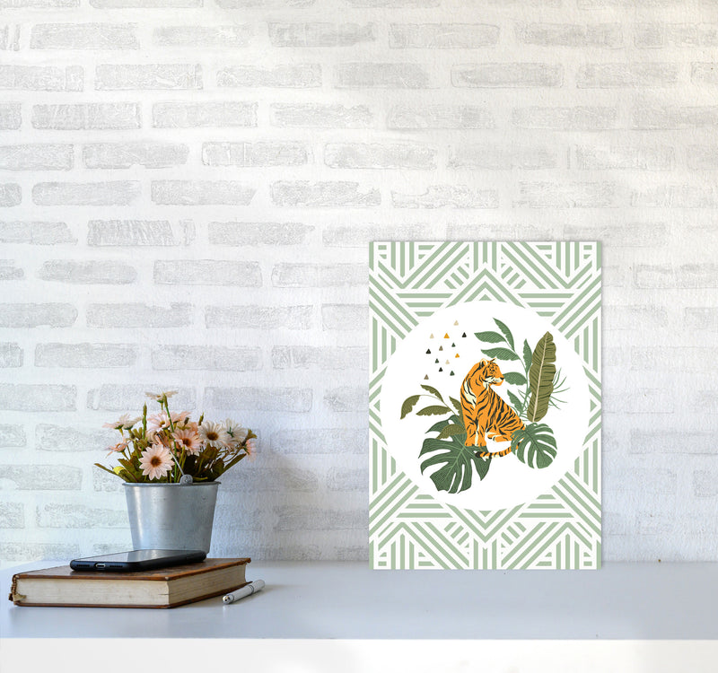 Wild Collection Aztec Tiger Art Print by Pixy Paper A3 Black Frame