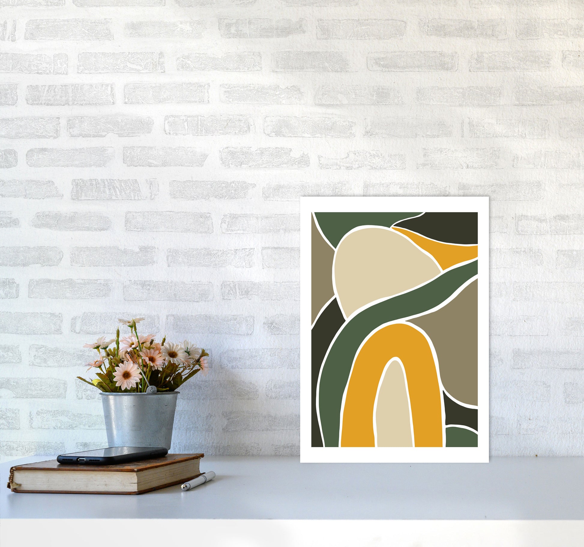 Wild Collection Rainbow and Hills Abstract Art Print by Pixy Paper A3 Black Frame