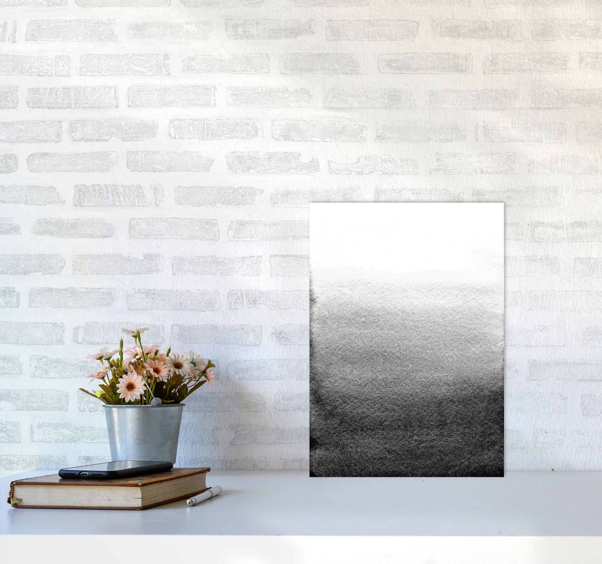 Majestic Monochrome Watercolour 13 Art Print by Pixy Paper A3 Black Frame
