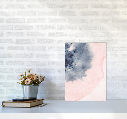 Sand Pink and Navy Watercolour 05 Art Print by Pixy Paper A3 Black Frame