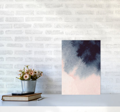 Sand Pink and Navy Watercolour 01 Art Print by Pixy Paper A3 Black Frame