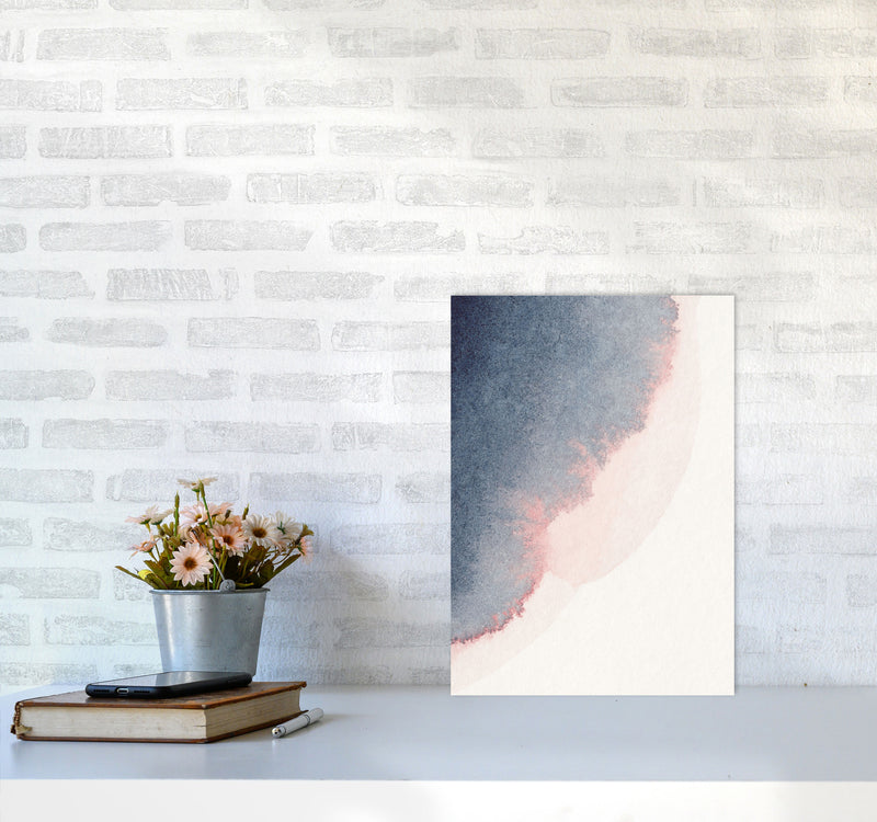 Sand Pink and Navy Watercolour 02 Art Print by Pixy Paper A3 Black Frame