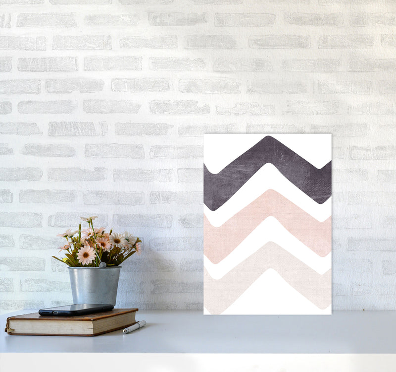 Zig zags pink cotton Art Print by Pixy Paper A3 Black Frame