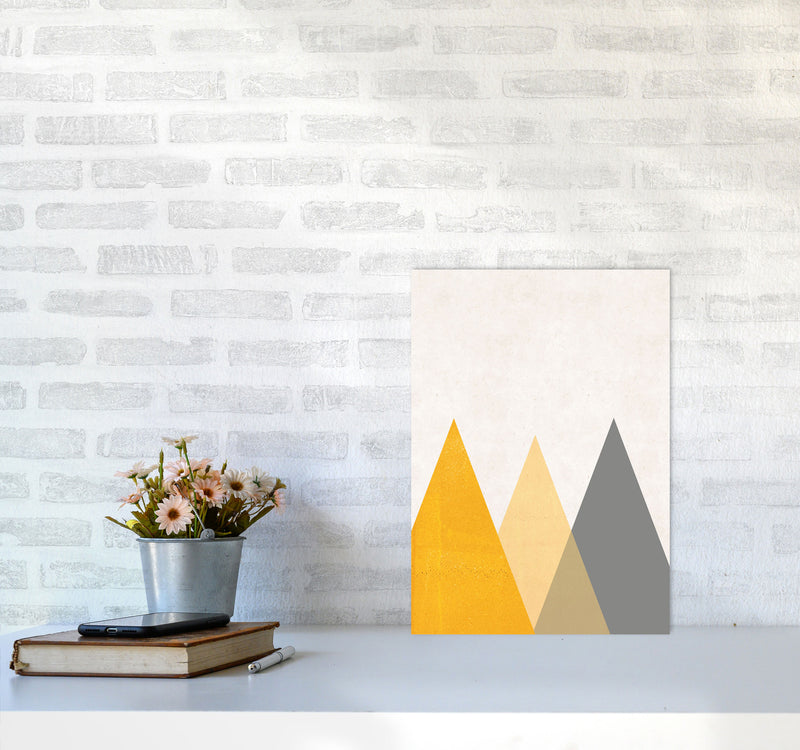 Mountains mustard Art Print by Pixy Paper A3 Black Frame