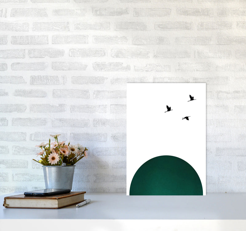 Rising sun emerald Art Print by Pixy Paper A3 Black Frame