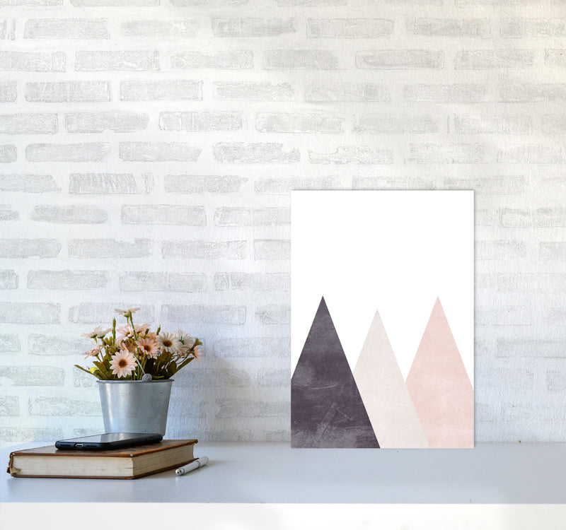 Mountains pink cotton Art Print by Pixy Paper A3 Black Frame