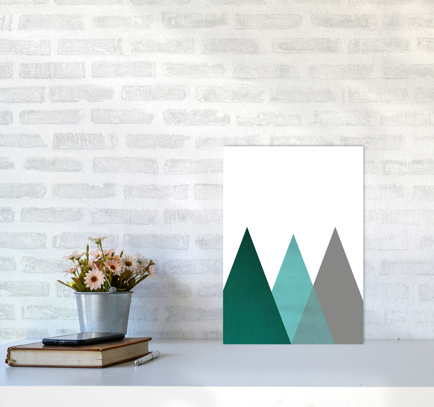 Mountains emerald Art Print by Pixy Paper A3 Black Frame