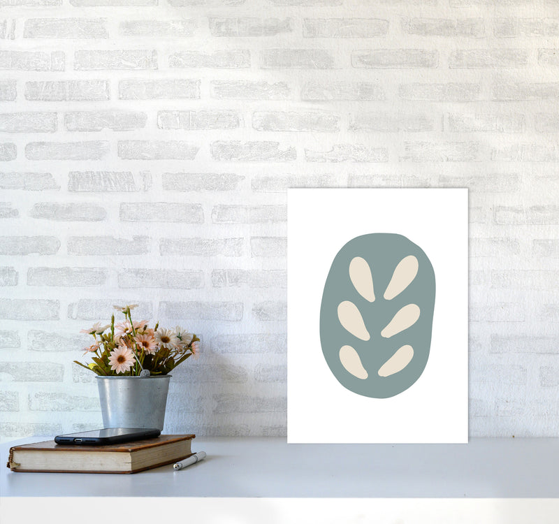 Inspired Teal Floral Abstract Art Print by Pixy Paper A3 Black Frame
