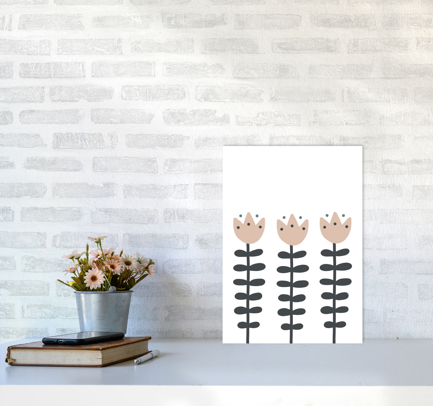 Inspired Flowers Art Print by Pixy Paper A3 Black Frame