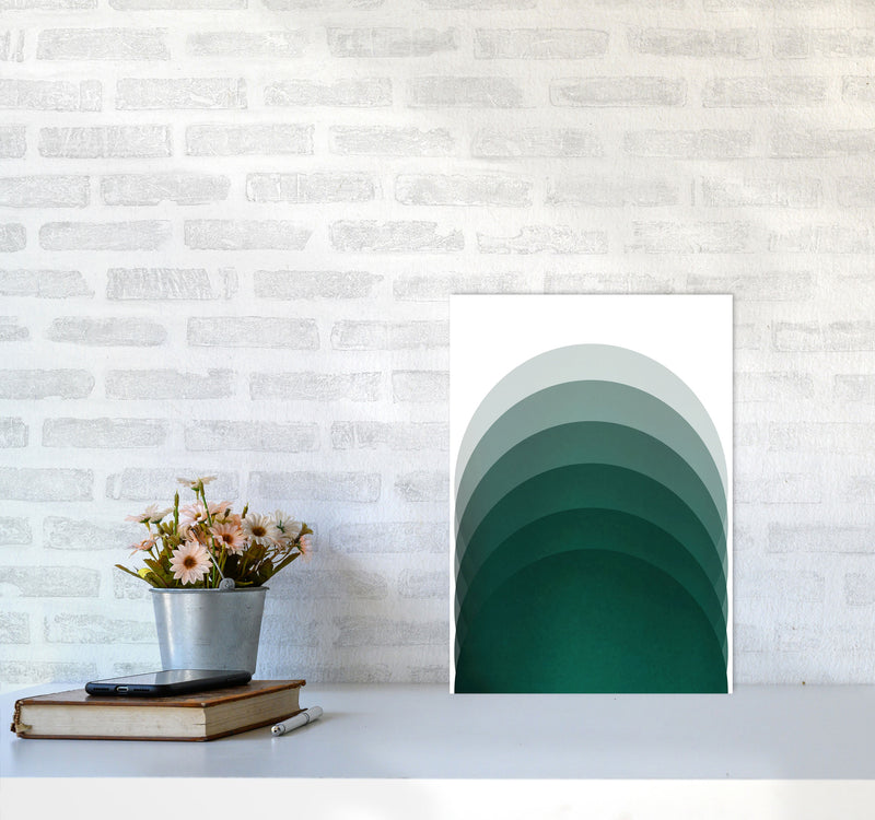 Gradient Sun rising emerald Art Print by Pixy Paper A3 Black Frame