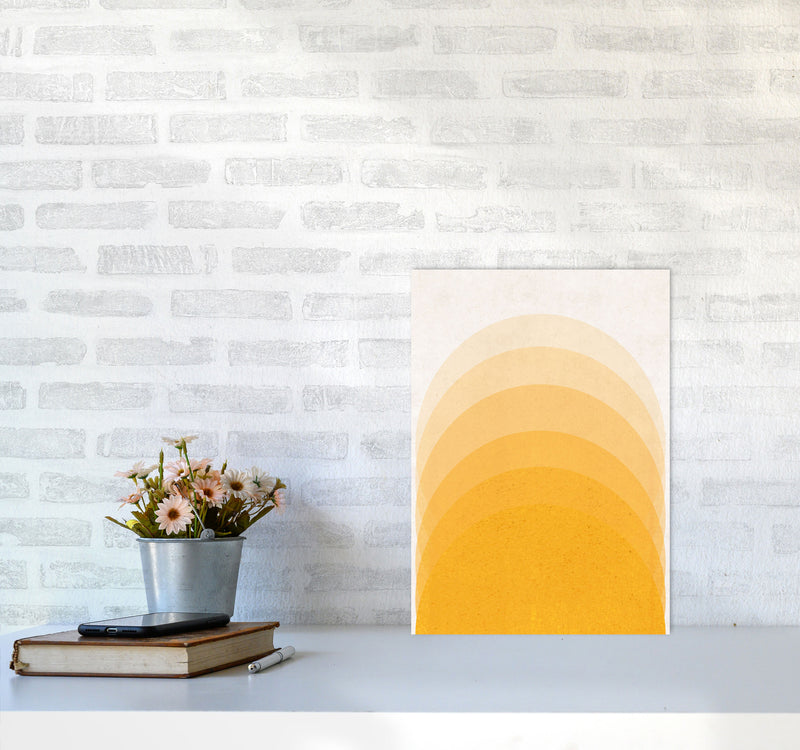 Gradient Sun rising mustard Art Print by Pixy Paper A3 Black Frame