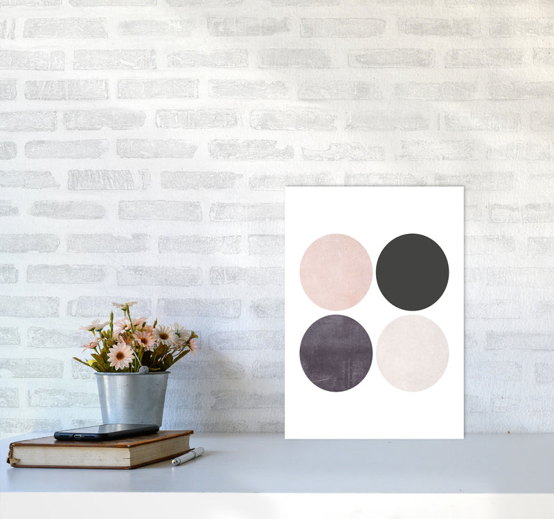 Circles pink cotton Art Print by Pixy Paper A3 Black Frame