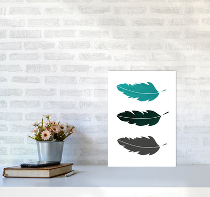 Feathers Emerald Art Print by Pixy Paper A3 Black Frame