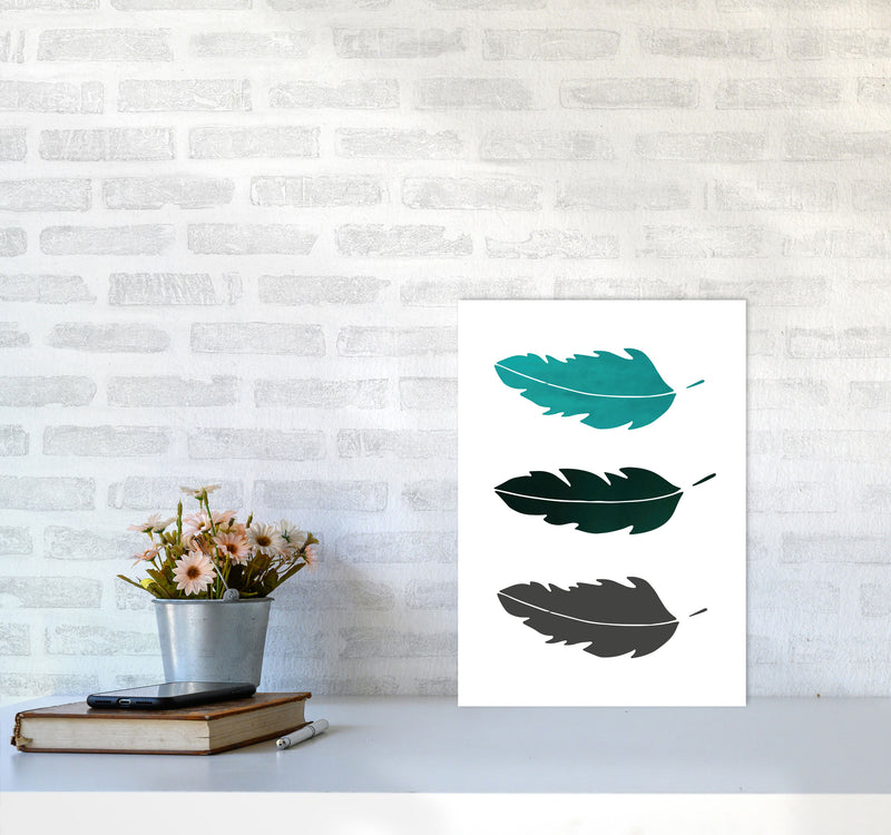 Feathers Emerald Art Print by Pixy Paper A3 Black Frame