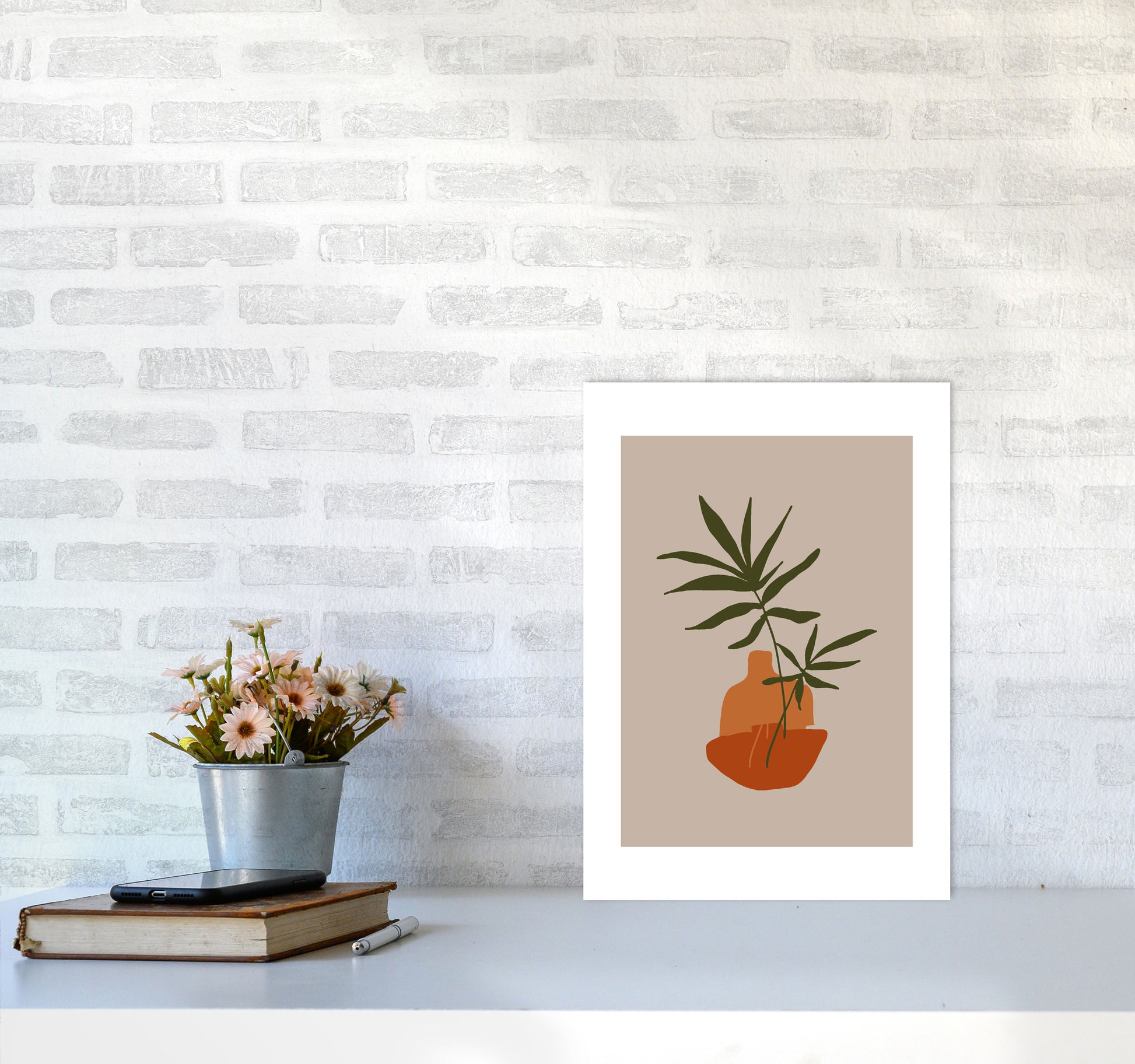 Autumn Plant abstract Art Print by Pixy Paper A3 Black Frame