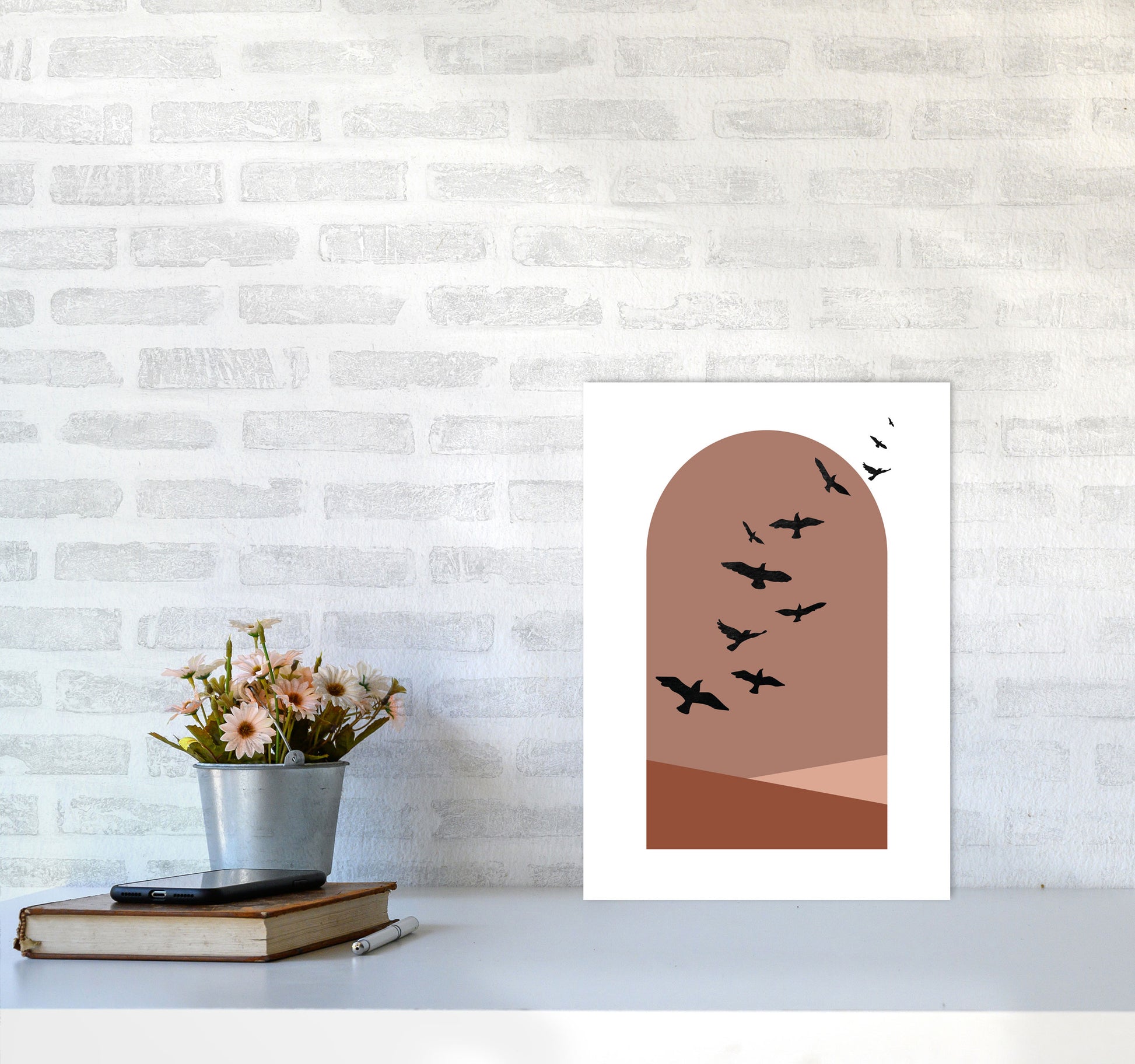 Autumn Saffron abstract Art Print by Pixy Paper A3 Black Frame