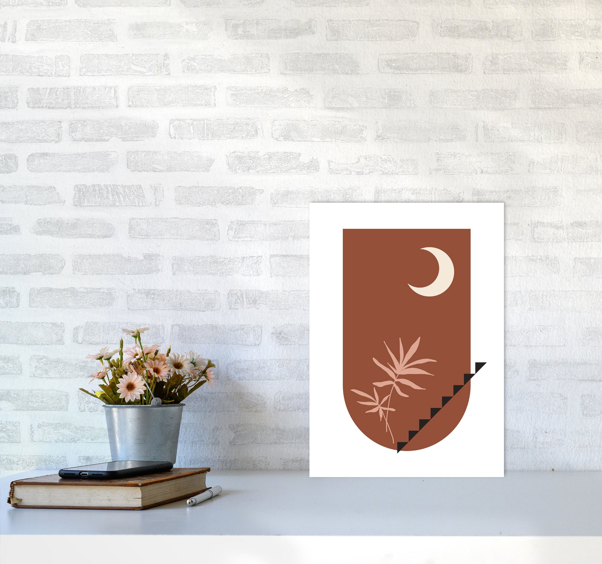 Autumn Willow abstract Art Print by Pixy Paper A3 Black Frame