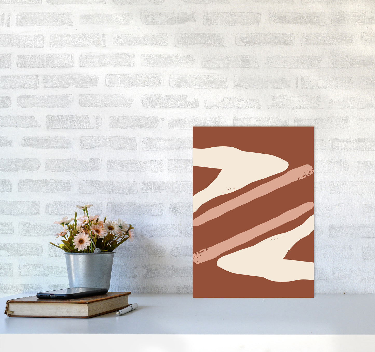 Autumn Hazel abstract Art Print by Pixy Paper A3 Black Frame