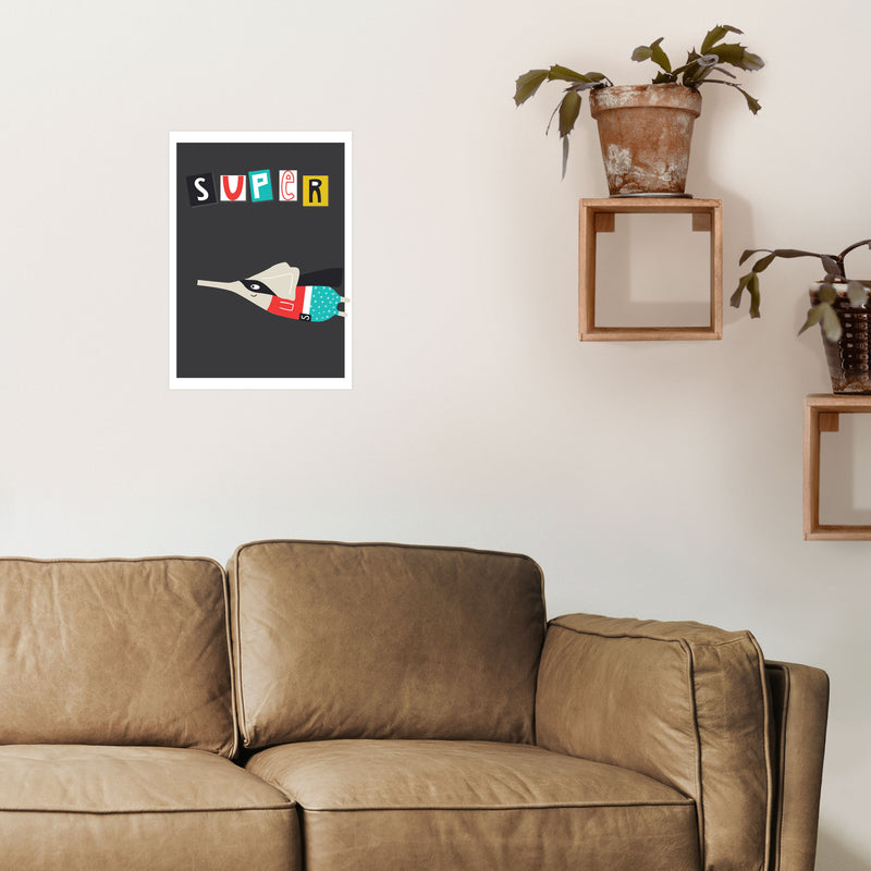 Super elephant Art Print by Pixy Paper A3 Black Frame