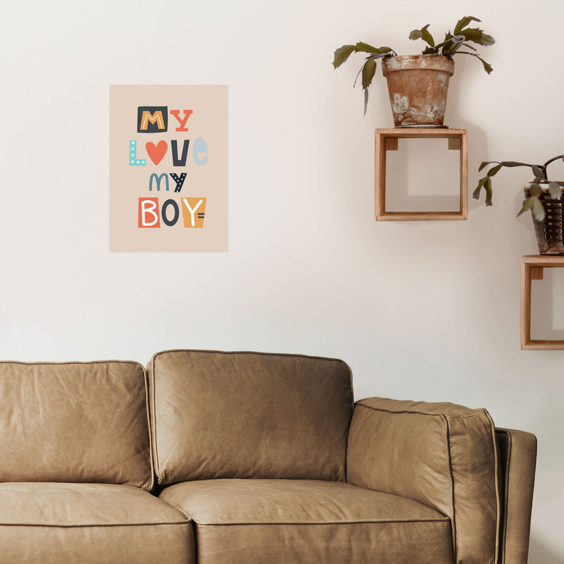 My love my boy Neutral kids Art Print by Pixy Paper A3 Black Frame