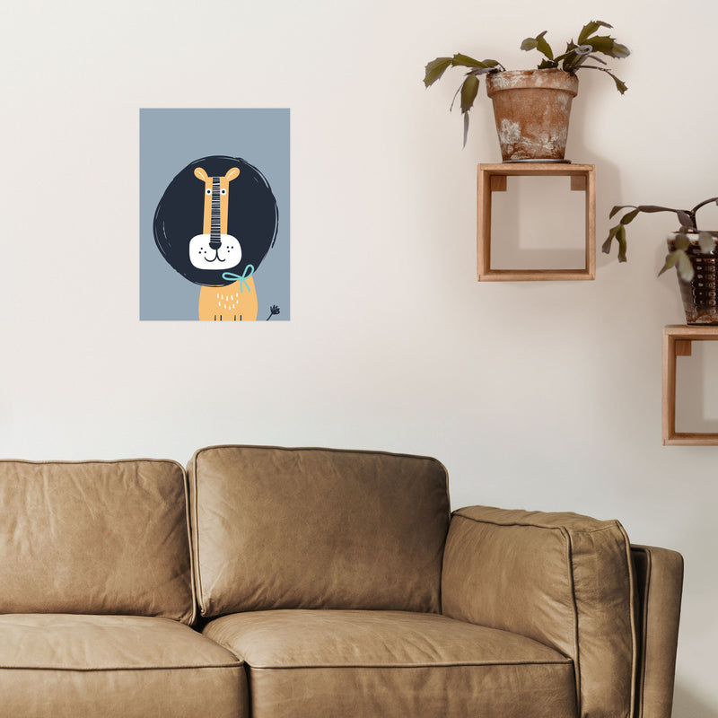 Lion Neutral kids Art Print by Pixy Paper A3 Black Frame