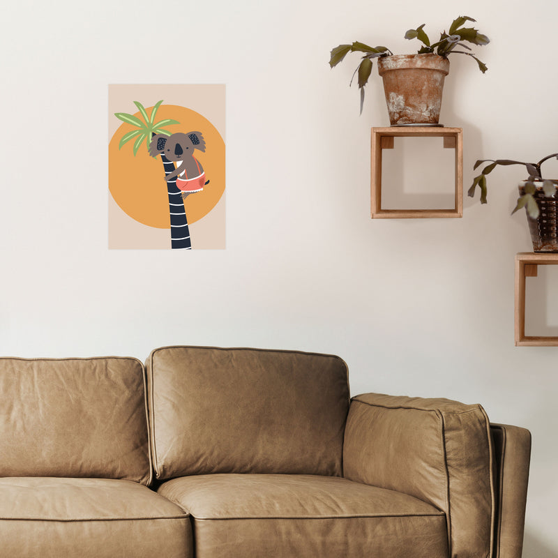 Koala in tree Neutral kids Art Print by Pixy Paper A3 Black Frame