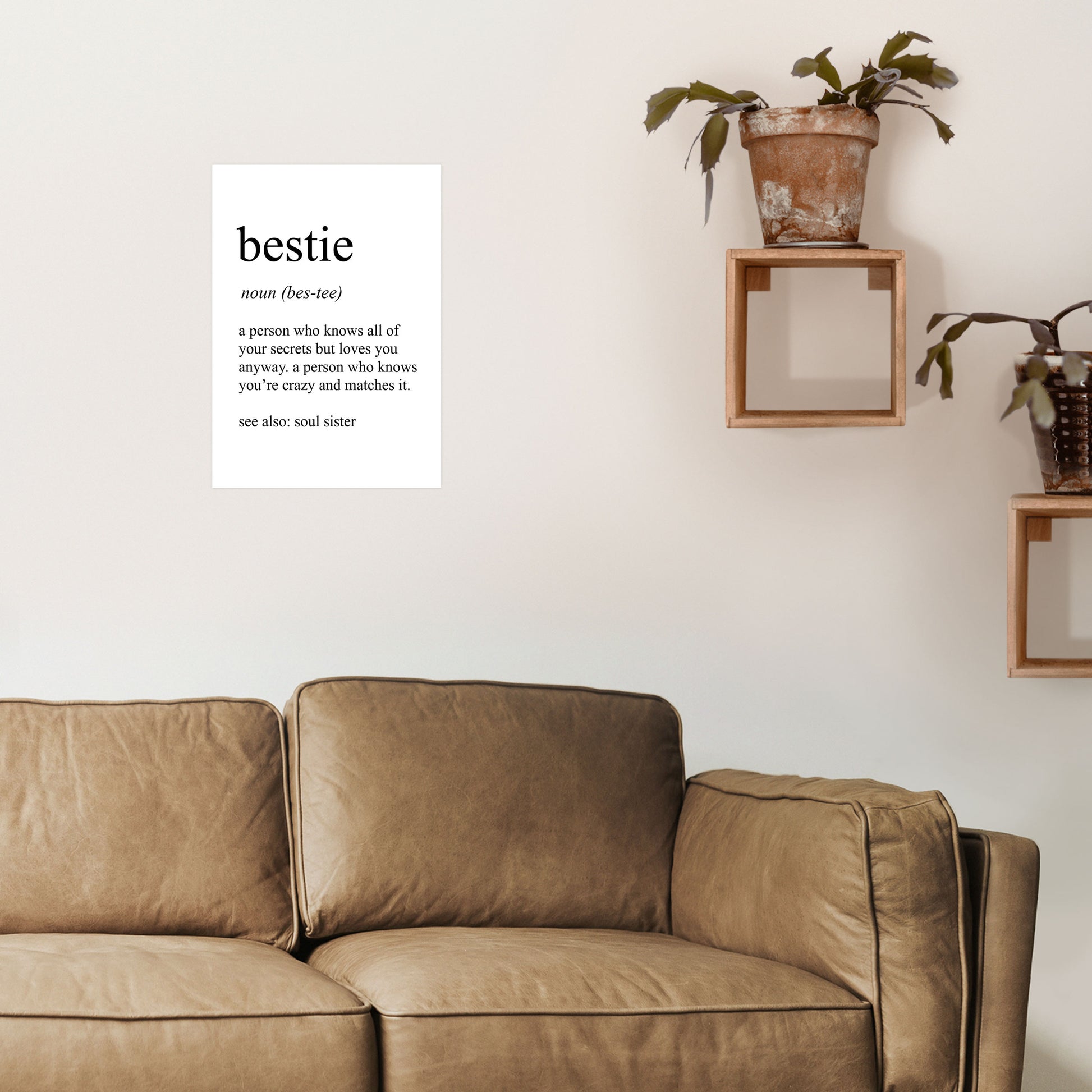 Bestie Definition Art Print by Pixy Paper A3 Black Frame