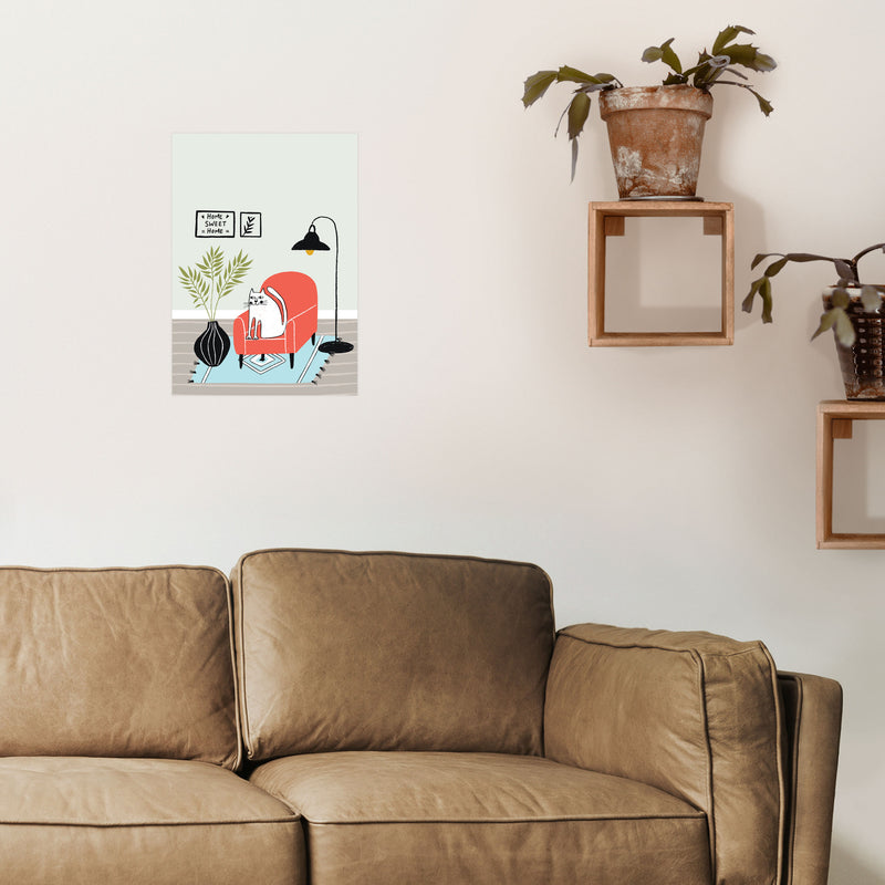 Home Sweet Home Cat Art Print by Pixy Paper A3 Black Frame