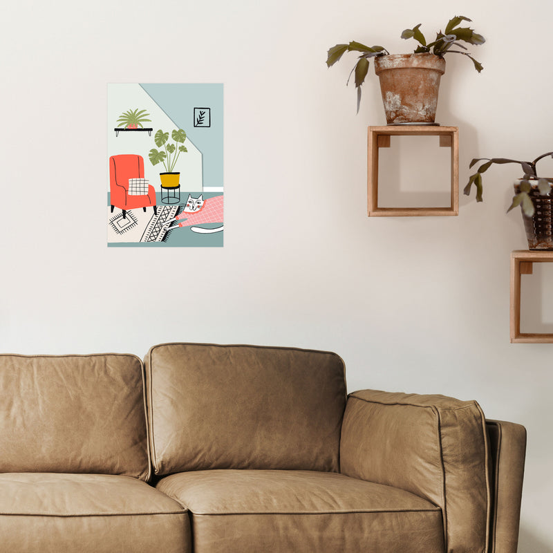 Cat At Home Art Print by Pixy Paper A3 Black Frame