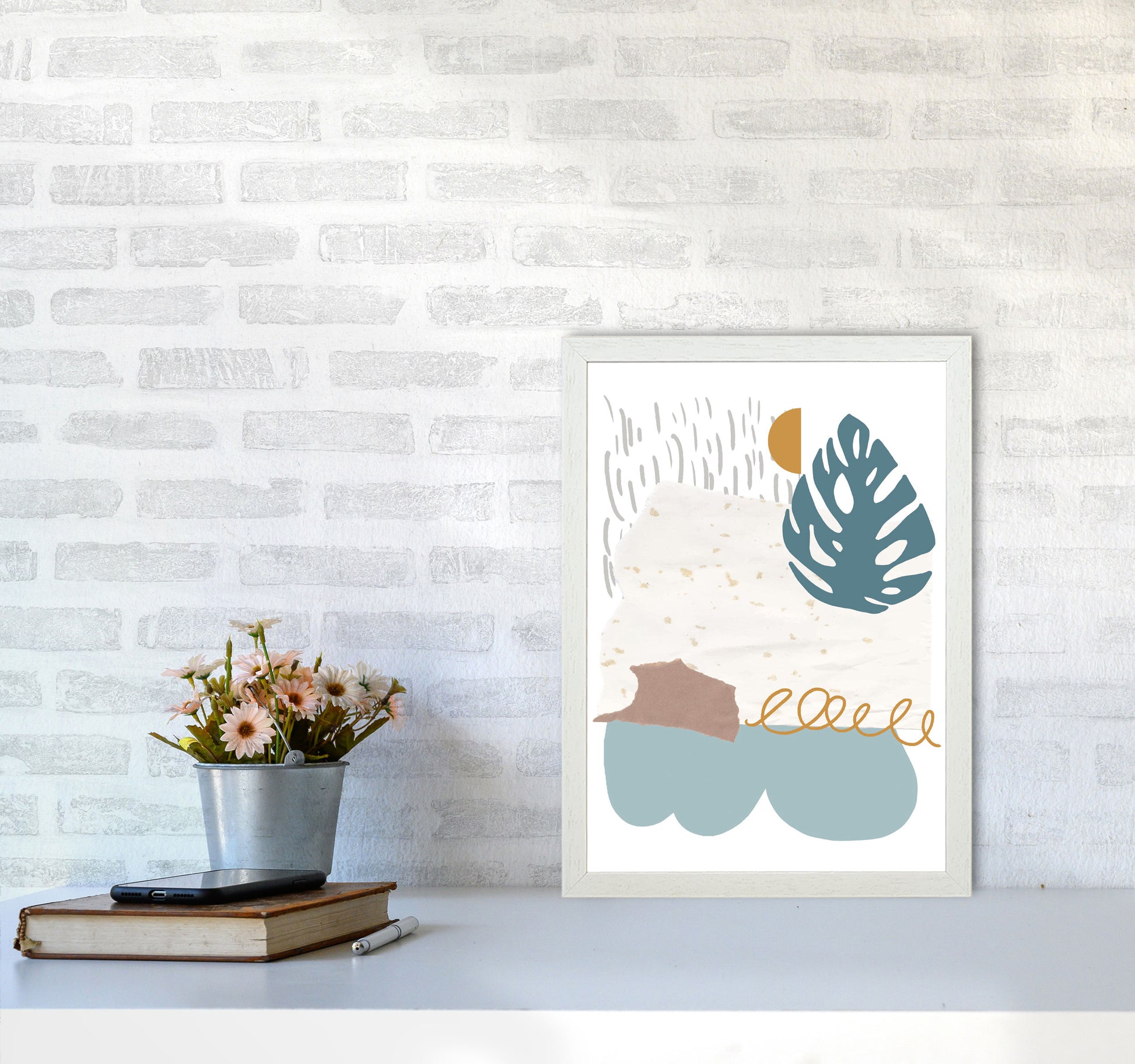 Reef Shapes Abstract 1 Modern Print A3 Oak Frame