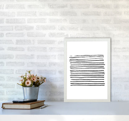 Black Zebra Lines Abstract Modern Print A3 Oak Frame