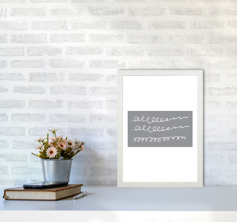 Grey Rectangle Swirls Abstract Modern Print A3 Oak Frame