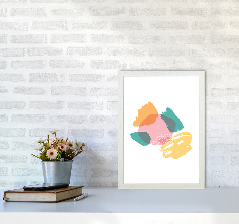Pink And Teal Mismatch Abstract Modern Print A3 Oak Frame