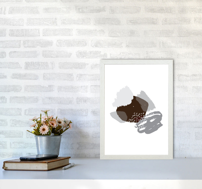 Grey And Black Mismatch Abstract Modern Print A3 Oak Frame