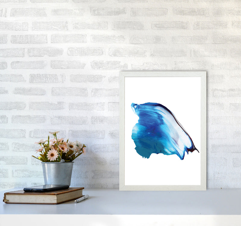 Blue Abstract Paint Stroke Modern Print A3 Oak Frame