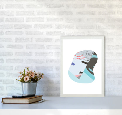 Teal Abstract Patterns Shape Modern Print A3 Oak Frame
