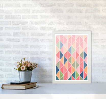 Full Colour Abstract Geo Modern Print A3 Oak Frame