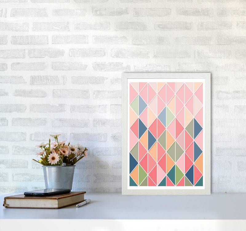 Full Colour Abstract Geo Modern Print A3 Oak Frame