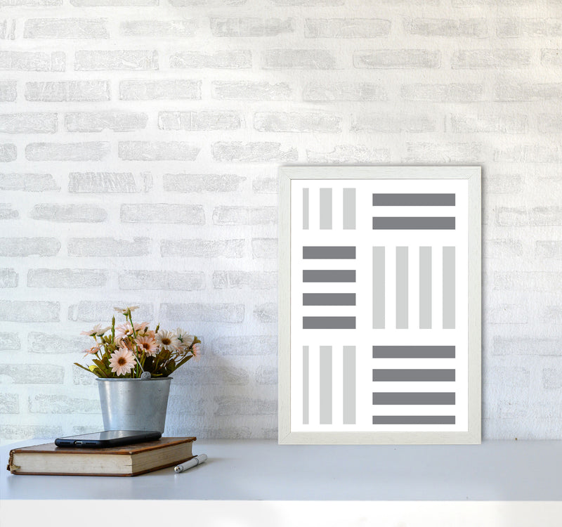 Grey Abstract Patterns 2 Modern Print A3 Oak Frame
