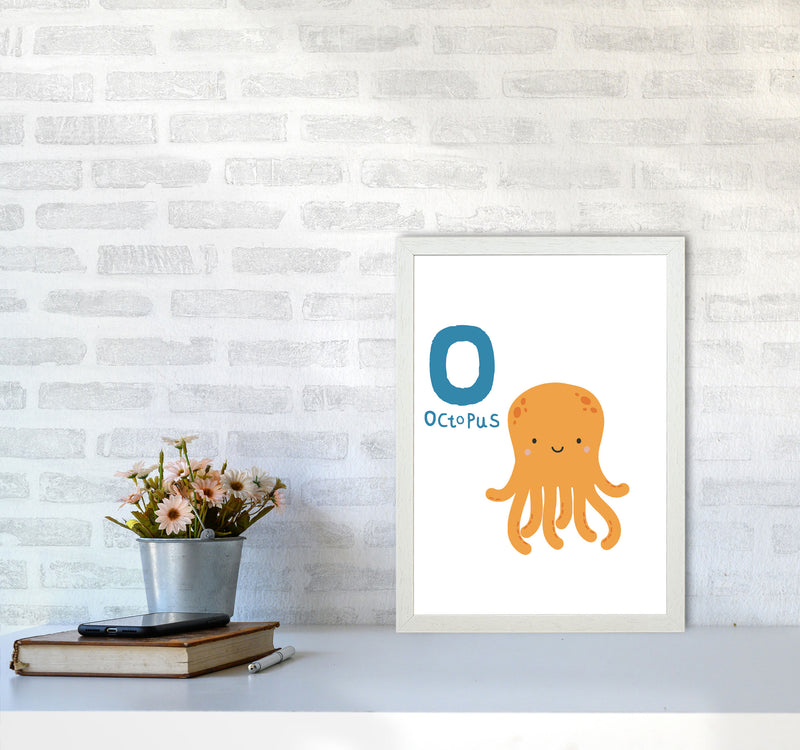 Alphabet Animals, O Is For Octopus Framed Nursey Wall Art Print A3 Oak Frame